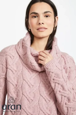 Aran Super Soft Aran Chunky Sweater Pink