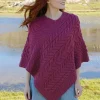 Aran Super Soft Poncho Raspberry
