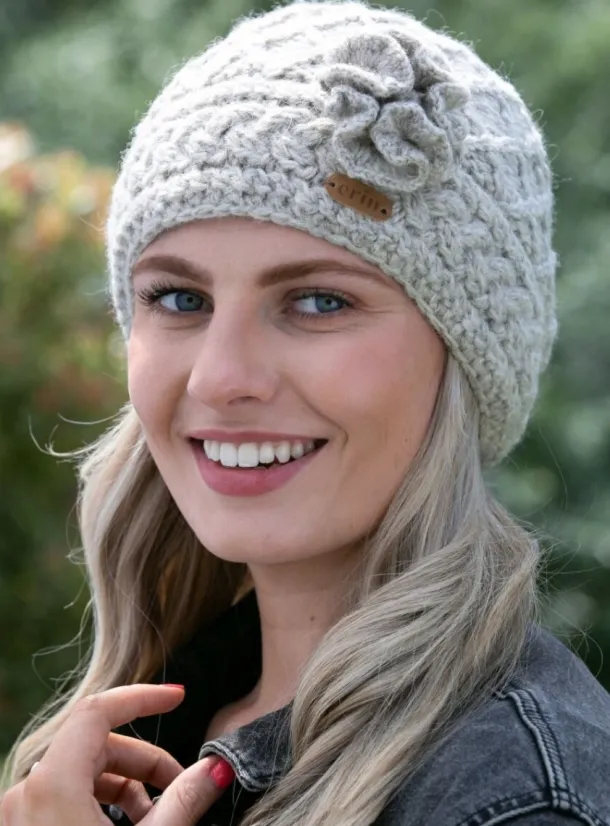 Aran Trellis Pullon Hat Oatmeal