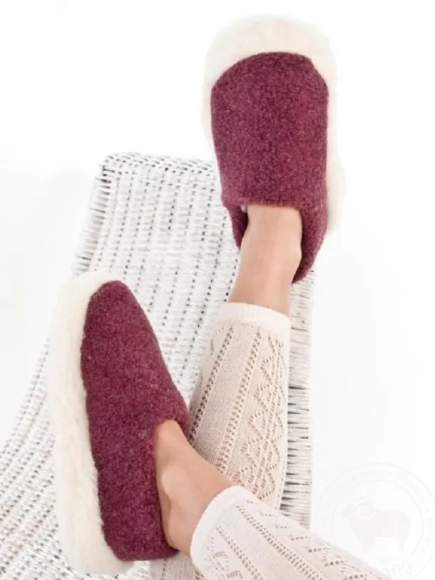 Burgandy Wool Slippers