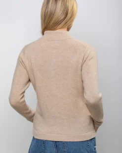 Cashmere and Merino Full Zip Cardigan Camel