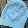 Cashmere Cable Knit Beanie Sky Blue