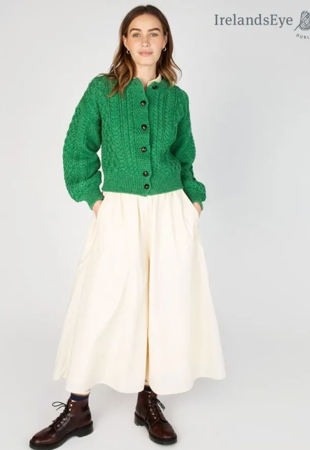 Clover Cropped Cardigan Green