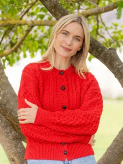 Clover Cropped Cardigan Scarlet