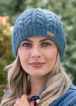Erin Cable Knit Hat Blue