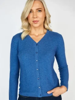 Extra Fine Merino Wool & Cashmere Cardigan Denim