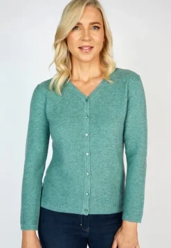 Extra Fine Merino Wool & Cashmere Cardigan Green