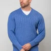 Extra Fine Merino Wool V Neck Sweater Sky Blue