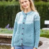 Fairisle Merino Wool Cardigan Aqua