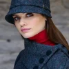 Flapper Cap Charcoal Red Herringbone Colour 31.