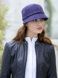 Flapper Cap Purple Herringbone One Size Colour 213
