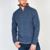Half Zip Lambswool Sweater Blue Stone