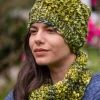 Handmade in Ireland - Supersoft hat with snood set - Green