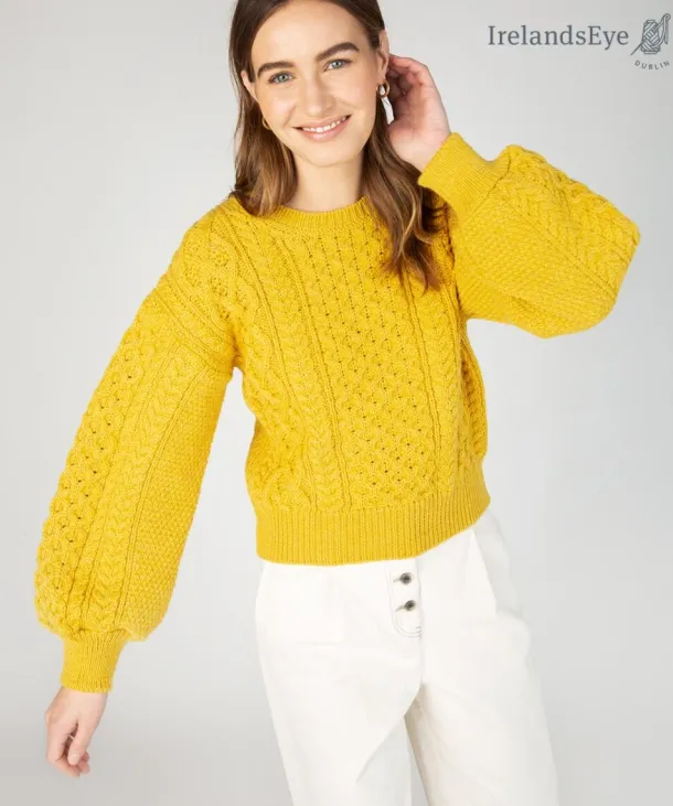 Honeysuckle Cropped Aran Sweater Sunflower