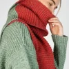 IrelandsEye Knitwear u2018Elderu2019 Contrast Panel Scarf Apple Sunset