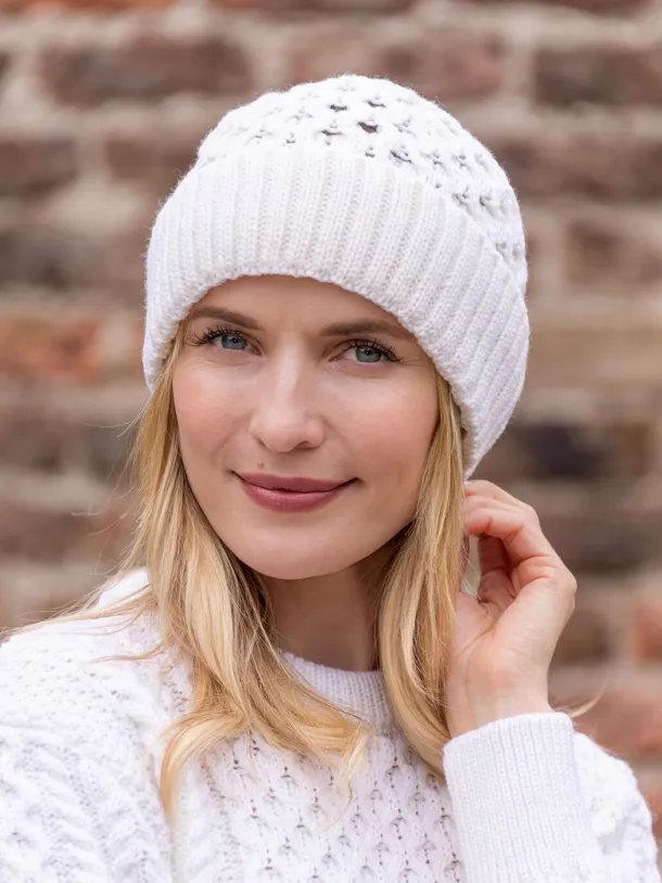 Irish Aran Hat Natural