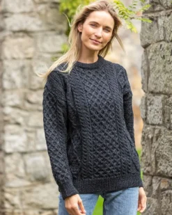 Irish Aran Unisex Sweater Charcoal