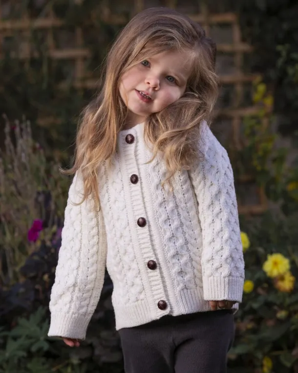 Kids Aran Cardigan Natural