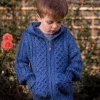 Kids Merino Hooded Aran Zip Cardigan