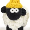 Knitted Sheep with Bobble Hat Yellow - Medium