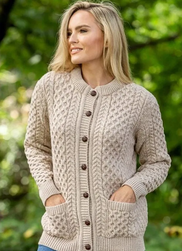 Ladies Cable Knit Cardigan Parsnip