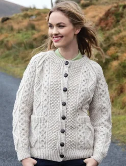Ladies Handknit Cardigan Parsnip