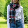 100% Lambswool Tartan Scarf Black Stewart