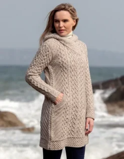 Long Heart Design Coat - Oatmeal