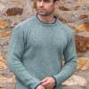 Men's Crew Neck Wool and Cashmere Ocean Mist