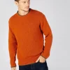 Men's Crew Neck Wool and Cashmere Sweater Terracotta