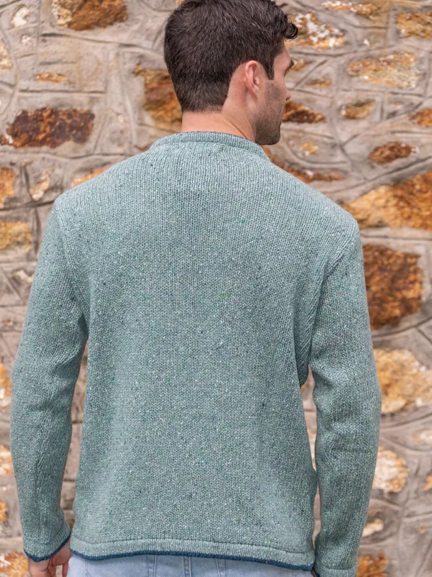 Men's Crew Neck Wool and Cashmere Ocean Mist