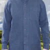 Men's Traditional Ink Blue Grandfather Shirt
