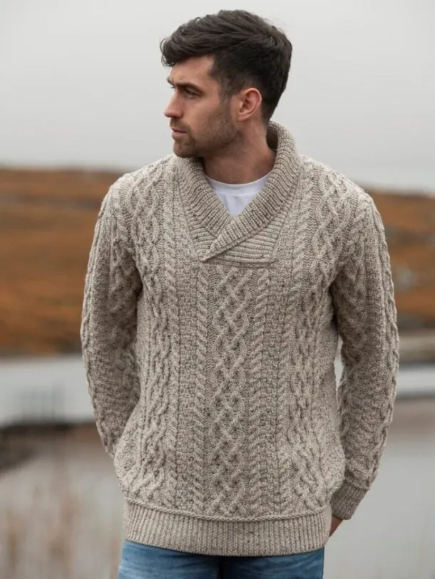 Merino Shawl Neck Oatmeal