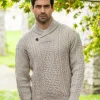 Merino Wool Shawl Neck Sweater Parsnip