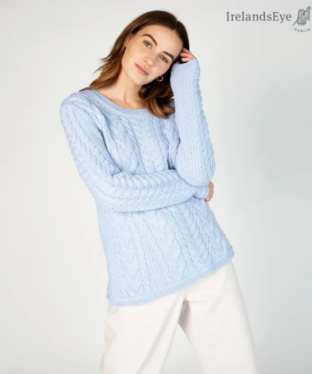 Primrose Aran Sweater Ice Blue