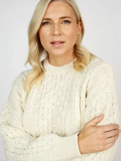 Pure Wool Unisex Aran Sweater Natural