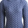 Shaped Crew Neck Sweater Merino Wool Denim Blue