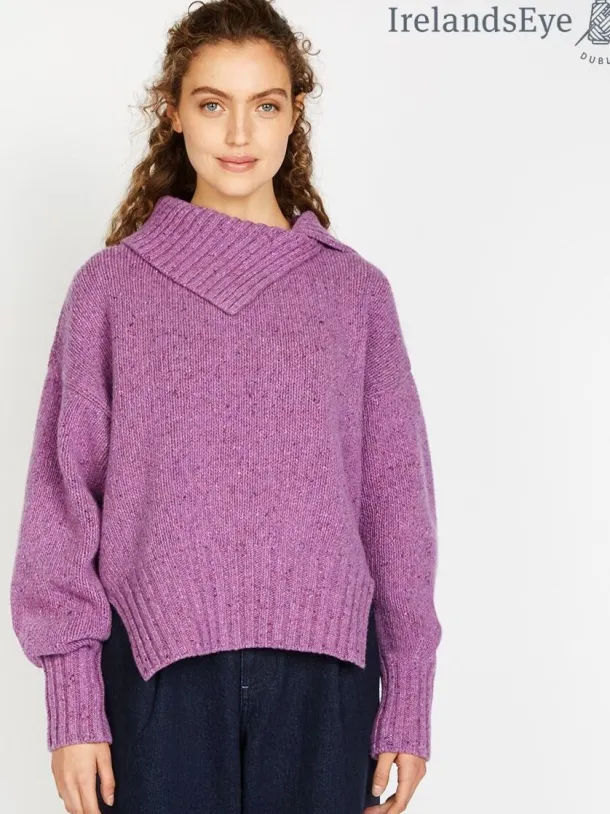 Slouchy Funnel Neck Sweater Lilac