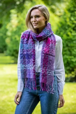 Suantrai of Ireland Scarf Open Weave Purple Fuschia