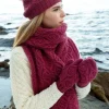 Super Soft Aran Cable Knit Scarf Berry