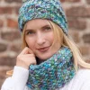 Super Soft Merino Wool Handmade Snood and Hat Set - Turquoise