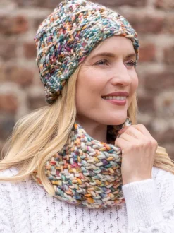 Super Soft Merino Wool Handmade Snood and Hat Set - Multicolour