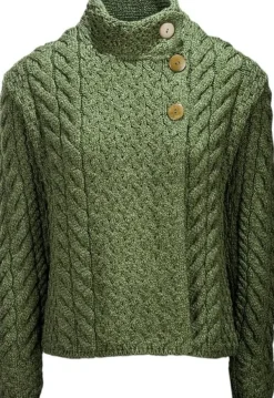 Supersoft Aran Cardigan with 3 buttons - Green