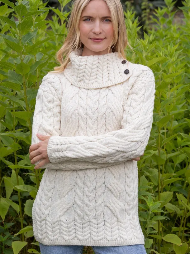 Supersoft Button Neck Sweater - Natural