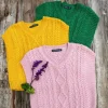 Sweetpea V Neck Aran Vest Pale Pink