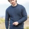 Unisex 100% Merino Wool Aran Sweater - Blackwatch
