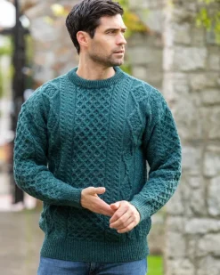 Unisex Aran Sweater Moss Green