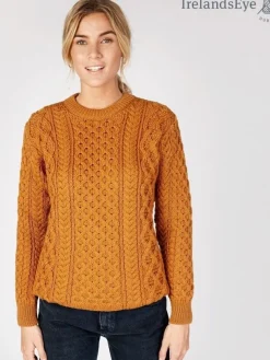 Unisex Heavyweight Aran Sweater Golden Ochre