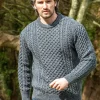 Unisex Merino Wool Aran Sweater - Slate