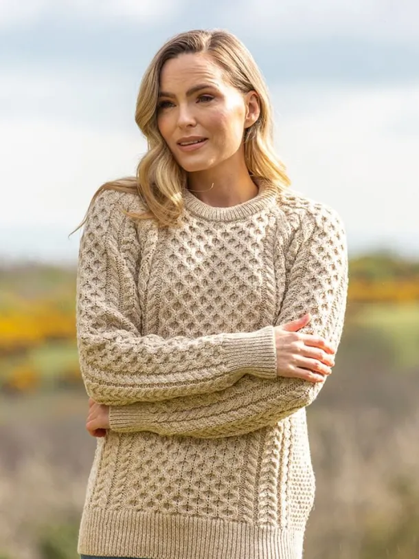 Unisex Merino Wool Aran Sweater - Parsnip